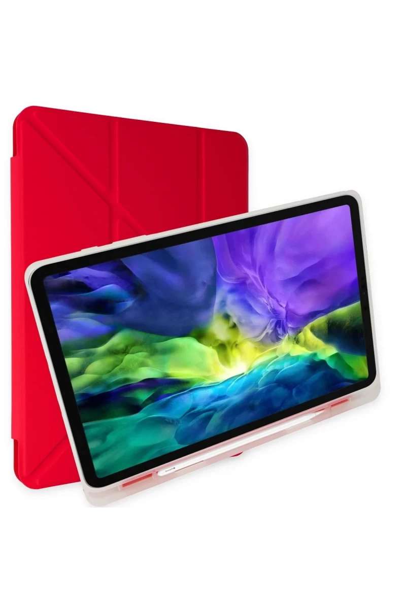 iPad 2025 10.9 10.Nesil (A16) Kılıf Kalemlikli Mars Tablet Kılıfı - Kırmızı