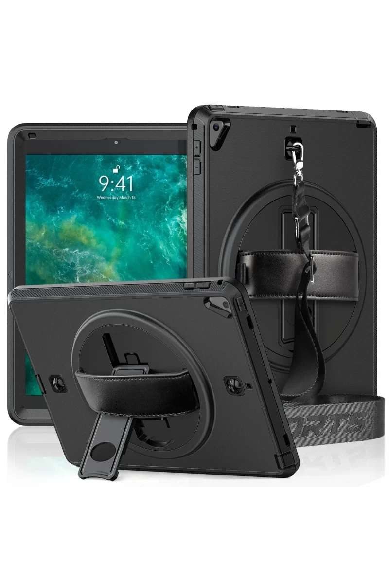 iPad 5 Air 9.7 Kılıf Strap-C Otterbox Tablet Kapak - Siyah