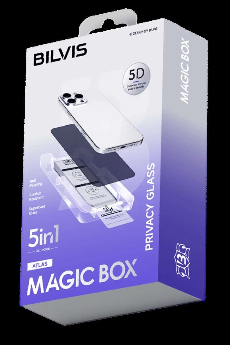 iPhone 13 Pro Max Bilvis 5in1 5D Magic Hayalet Cam Ekran Koruyucu - Siyah