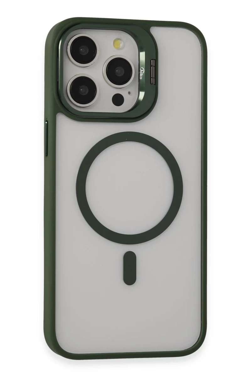iPhone 15 Pro Max Kılıf Roblox Lens Magsafe Standlı Kapak - Koyu Yeşil