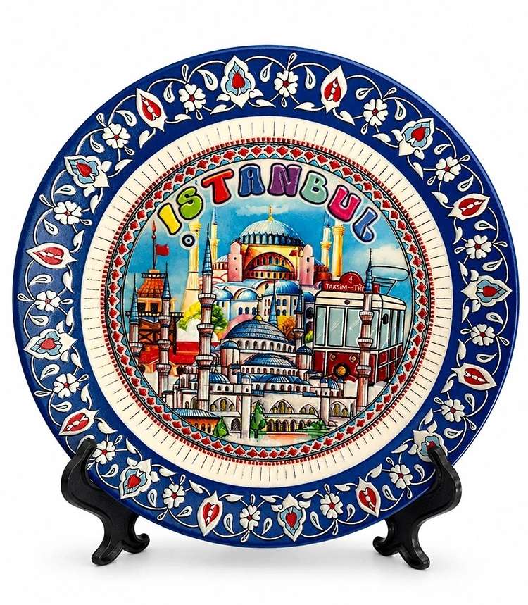 İstanbul Temalı Porselen Dekoratif Tabak 12 Cm Alk5835