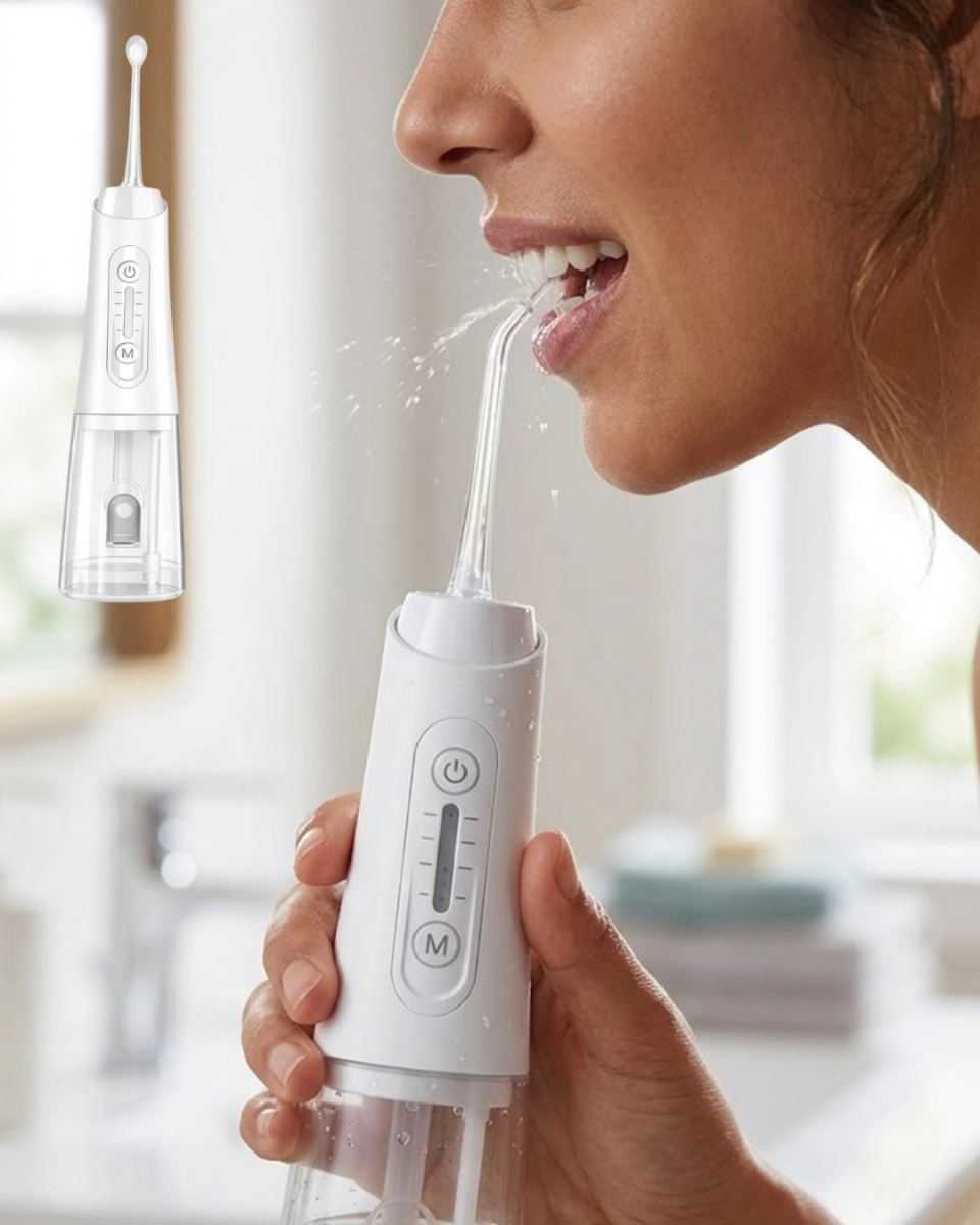 Kablosuz Ağız Duşu 320 Ml Su Tanklı 4 Modlu 5 Başlıklı Temizlik Cihazı