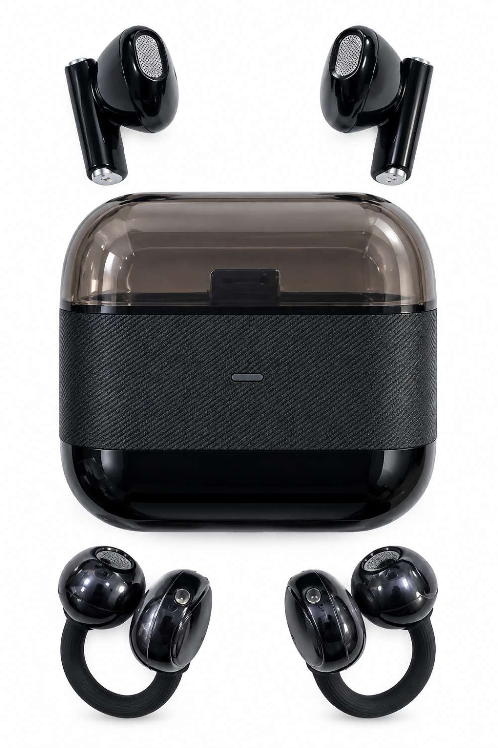 Kablosuz Bluetooth Kulaklık 2’si 1 Arada Klipsli Kulak İçi 4’lü Siyah