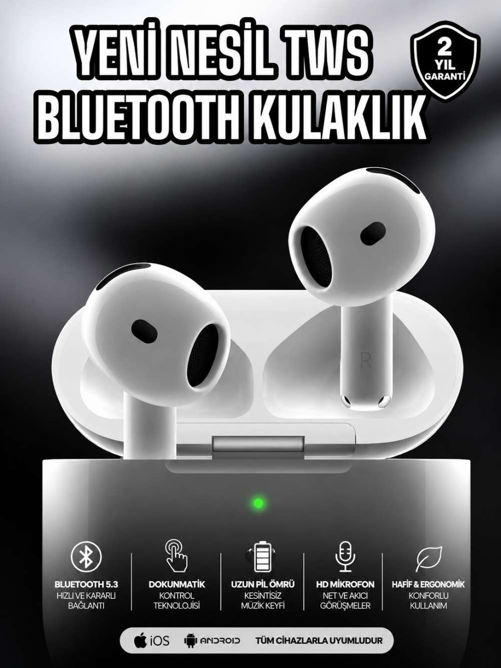 Kablosuz Bluetooth Kulaklık TWS ANC Özelliği Yüksek Ses Kaliteli Yeni Nesil