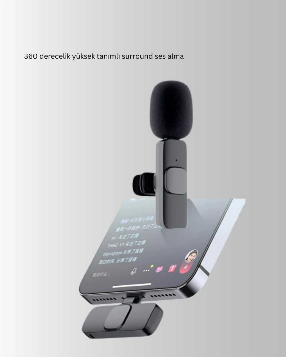 Kablosuz Çift Mikrofon Seti iPhone Uyumlu Video Kayıt