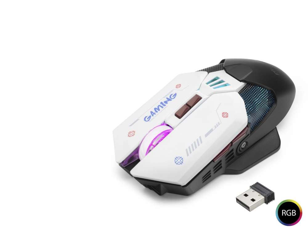 Kablosuz Oyun Mouse 10000 DPI 7 Tuş RGB Siyah Beyaz