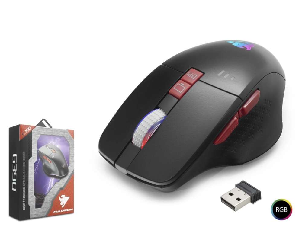 Kablosuz RGB Mouse 1600 Dpi Siyah - Sessiz Tuş