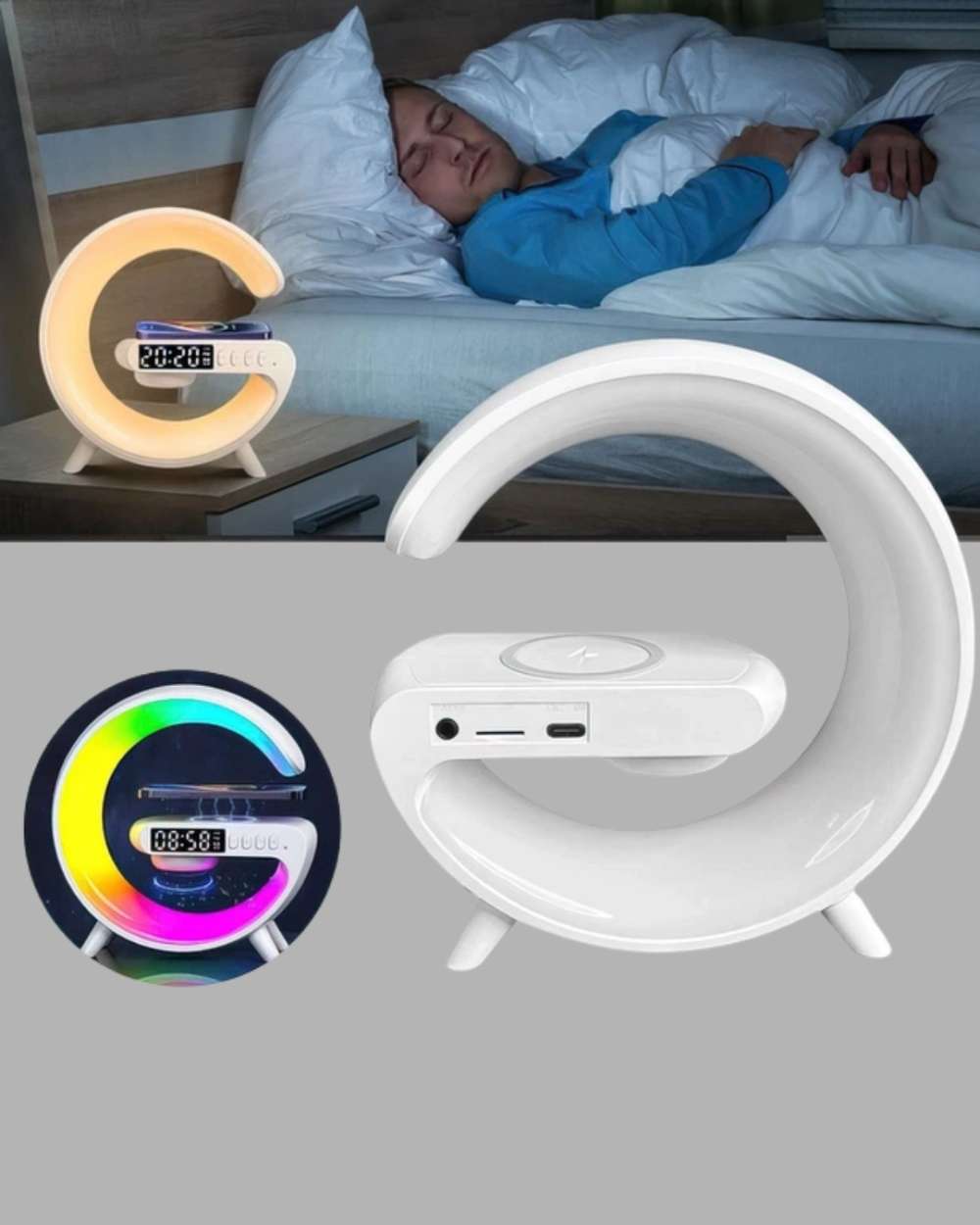 Kablosuz Şarjlı Gece Lambası ve Bluetooth Hoparlör
