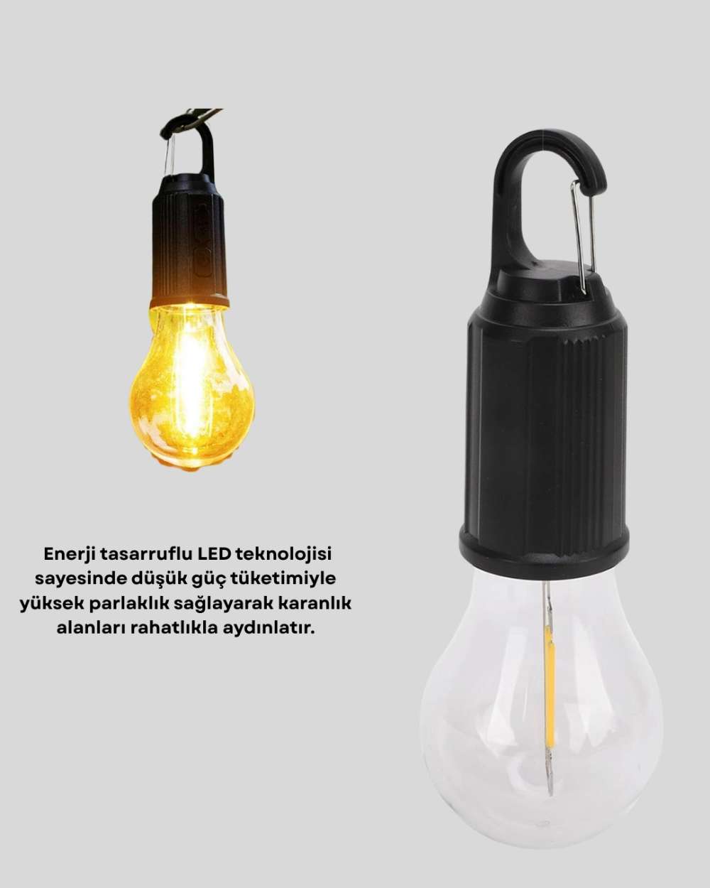 Kamp ve Acil Durumlar için Şarjlı Kancalı LED Lamba