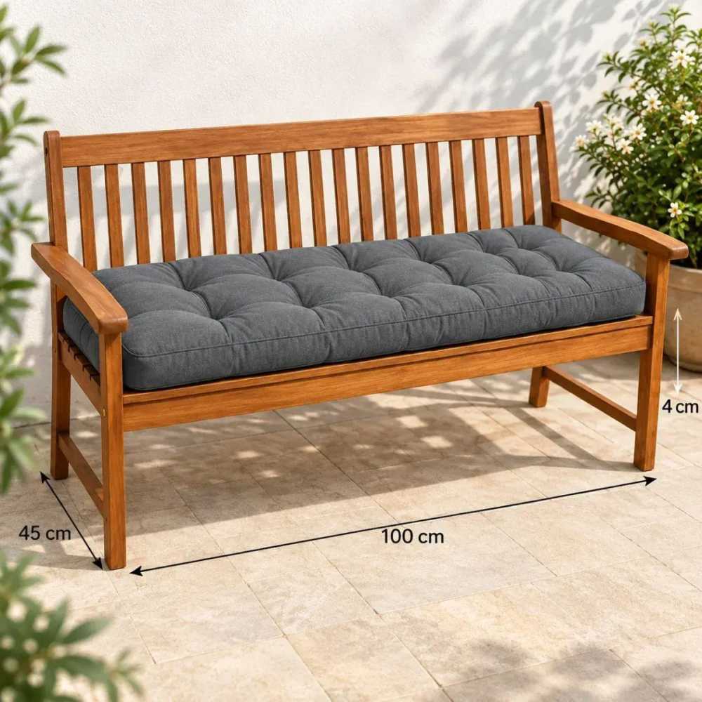 Kapitone Bank Minderi · 100 × 45 × 4 cm · Gri