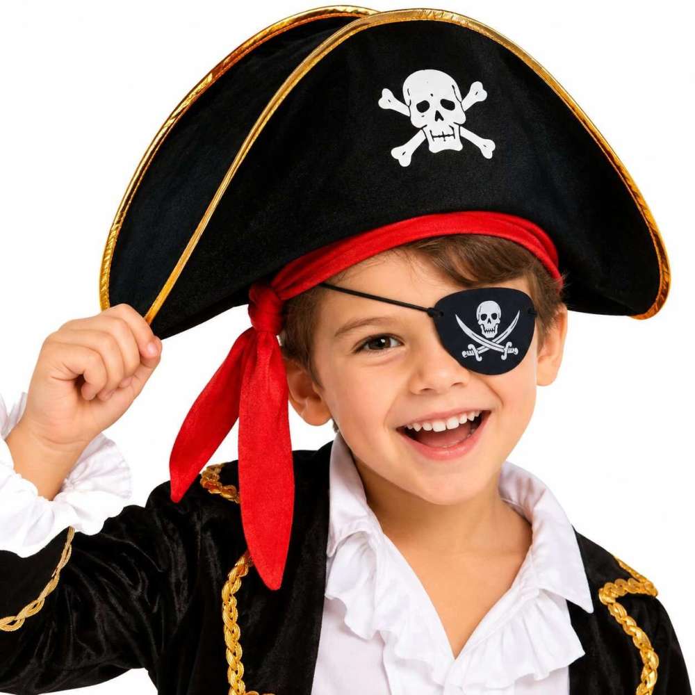 Kaptan Jack Çocuk Korsan Şapkası Ve Vinleks Deri Göz Bandı