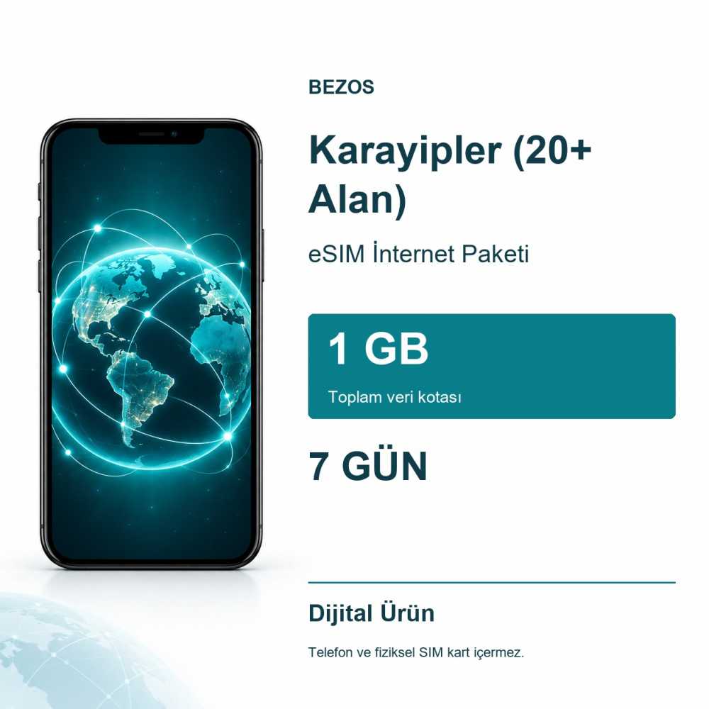 Karayipler (20+ Alan) eSIM İnternet Paketi 1 GB 7 Gün