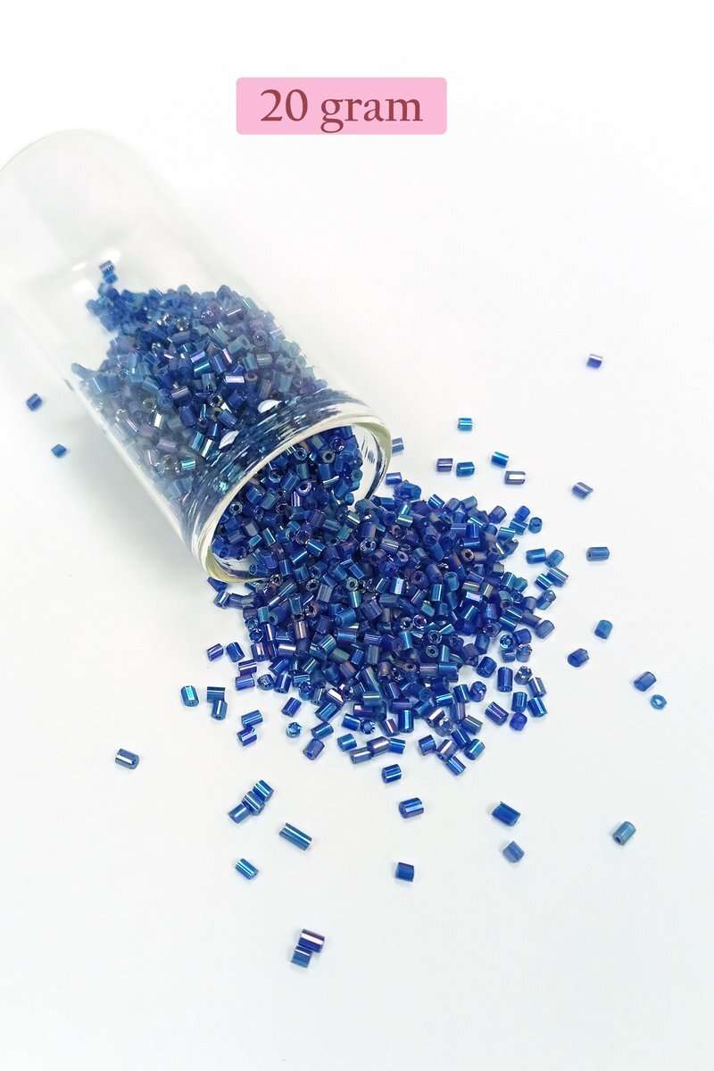 Kesme Cam Boncuk 2mm - 20 Gram - Koyu Mavi -BNC344