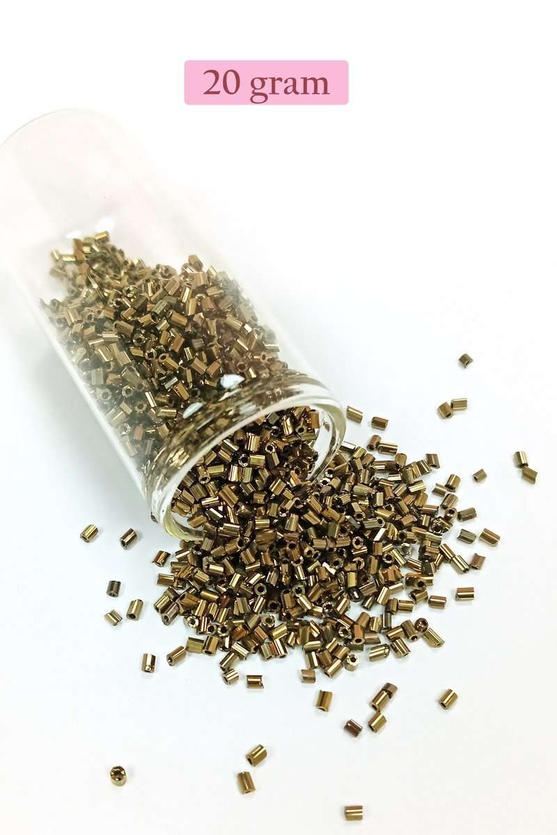 Kesme Cam Boncuk 2mm - 20 Gram - Metalik Sarı -BNC342