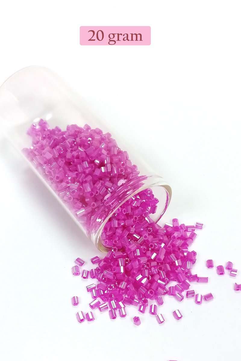 Kesme Cam Boncuk 2mm - 20 Gram - Şeffaf Fuşya -BNC315