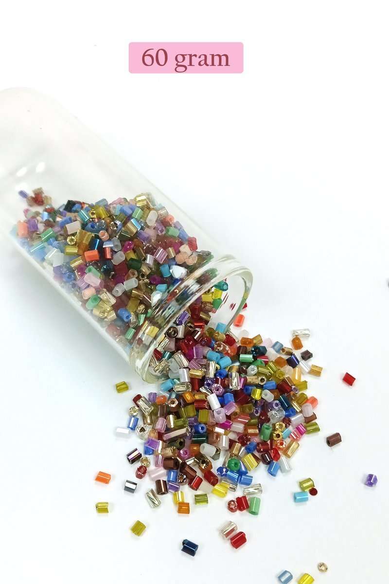 Kesme Cam Boncuk 2mm - 60 Gram - Karışık Renkli - BNC357