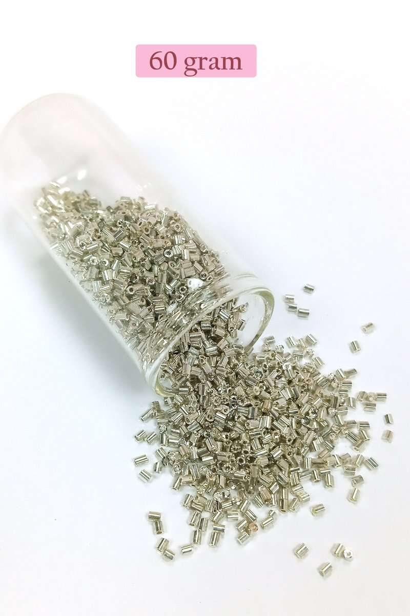 Kesme Cam Boncuk 2mm - 60 Gram - Parlak Gümüş - BNC376