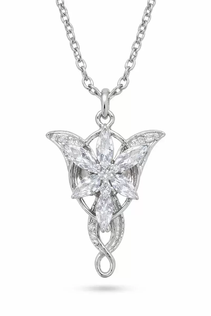 Kolye Gümüş Kaplama Evenstar Akşam Yıldızı Arwen Tasarım Kadın Zirkon Taşlı Zincirli