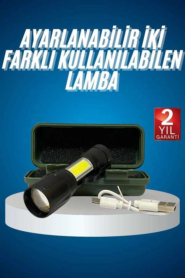 Kompakt USB Şarjlı El Feneri 1 Adet Acil Durum Lambası