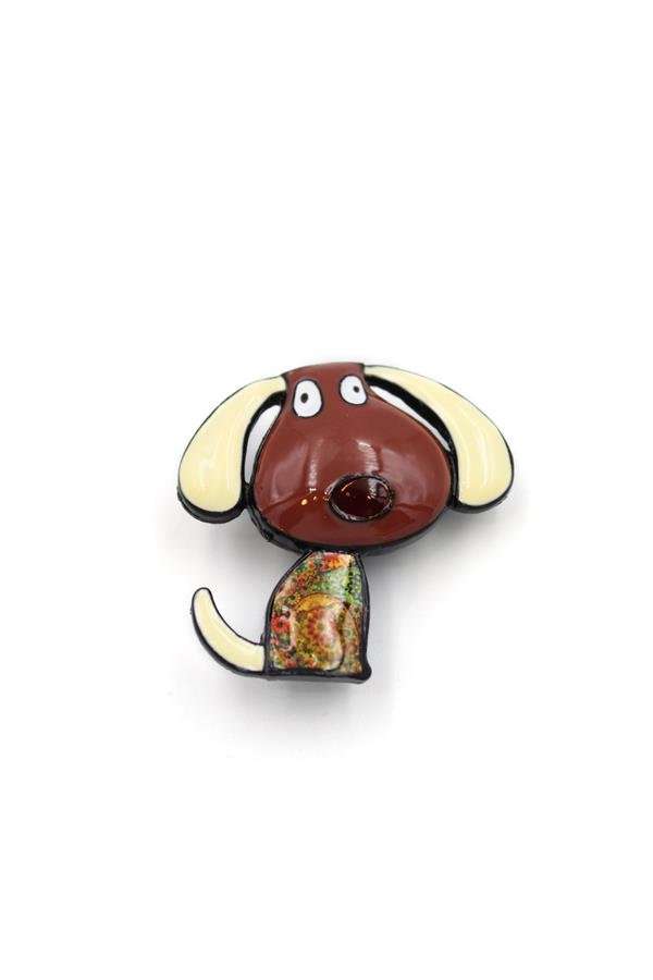 Köpek Broş - Kahverengi