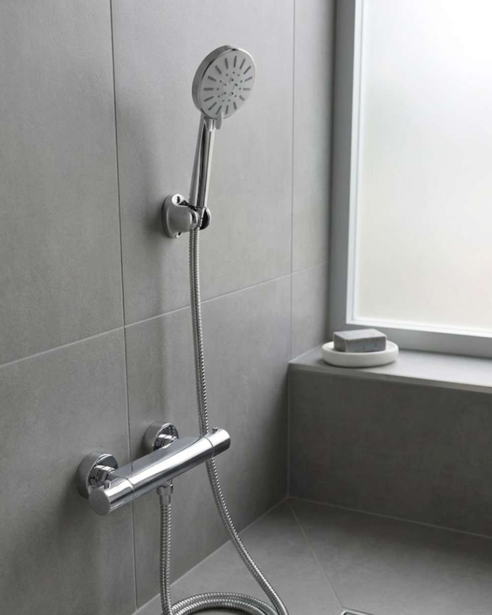 Krem Duş Başlığı Seti 4 Kademeli El Duşu Spiral Hortumlu Banyo Seti