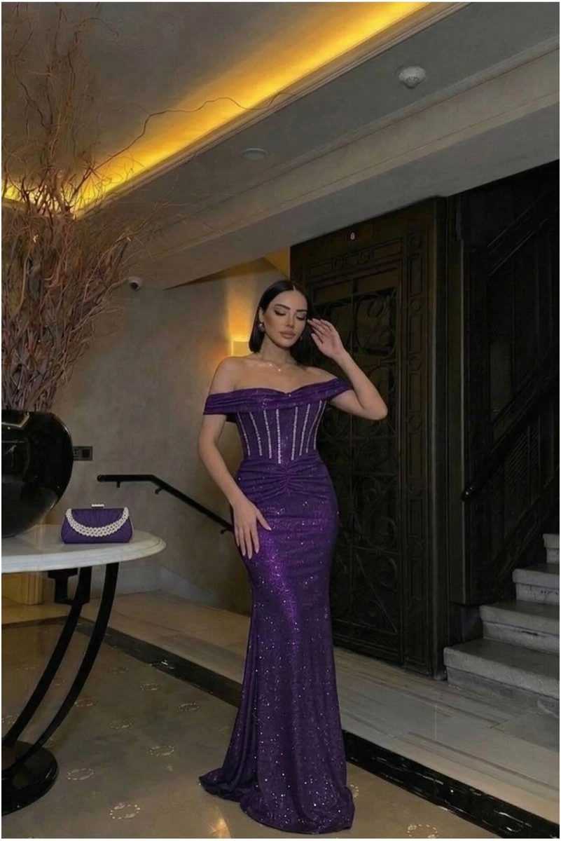 Krep Elbise Dekolteli Balıkçı Abiye Yaka Kumaş