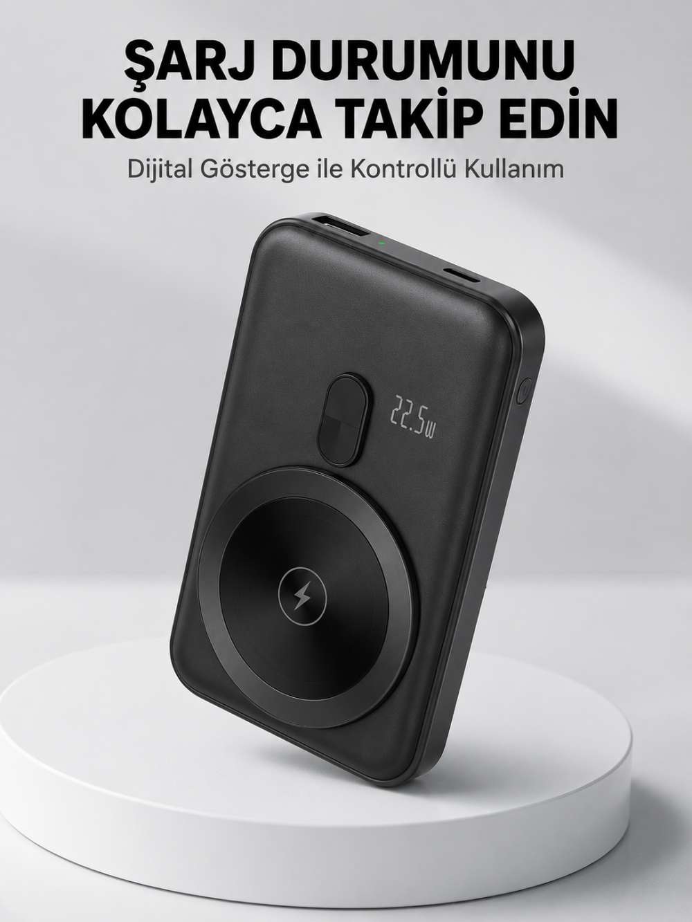LCD Ekranlı Kablosuz Powerbank Type C ve USB Çıkışlı Yeni Nesil