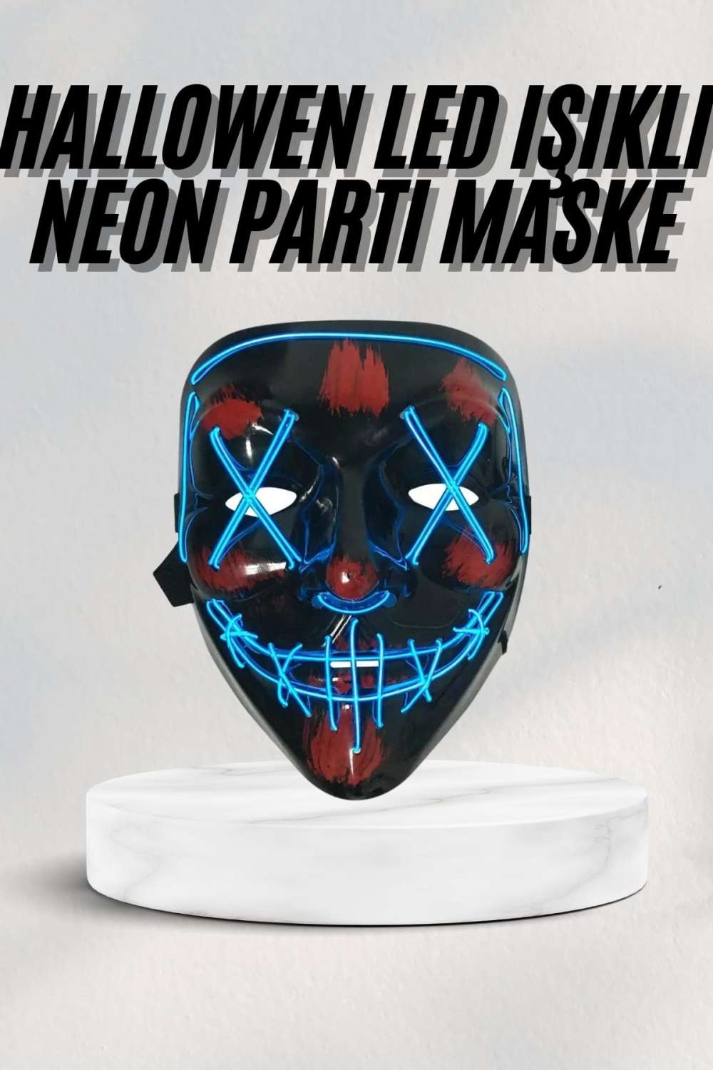 Led Işıklı Neon Maske Cadılar Bayramı Maskesi Korkunç Korku Maskesi