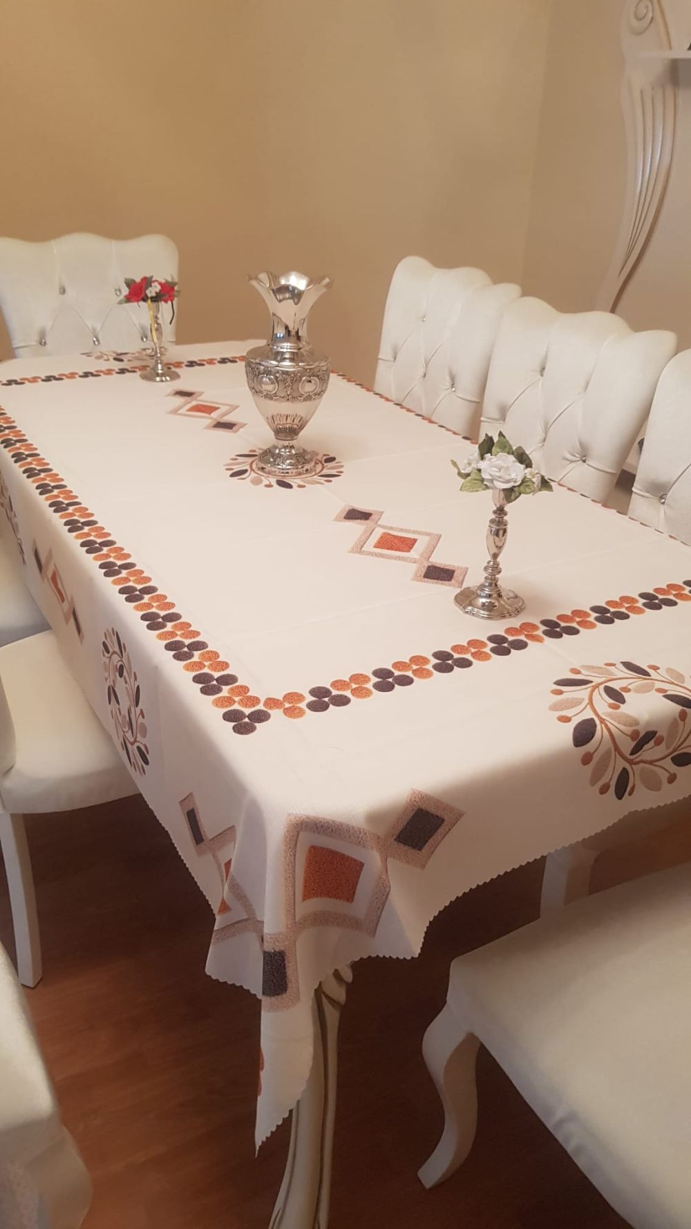 Masa Örtüsü, Dijital Baskılı Tek Masa Örtüsü, Desenli Leke Tutmaz Tek Masa Örtüsü 160x220cm