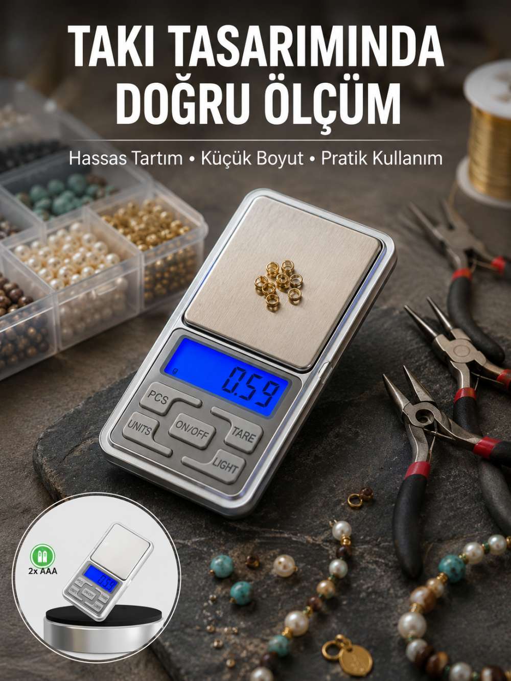 Mavi Işıklı LCD Ekranlı Hassas Tartı Terazisi Yeni Nesil