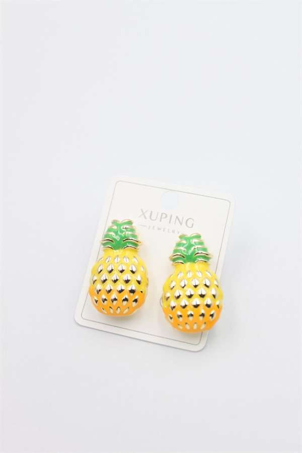 Mineli Ananas Küpe - Altın