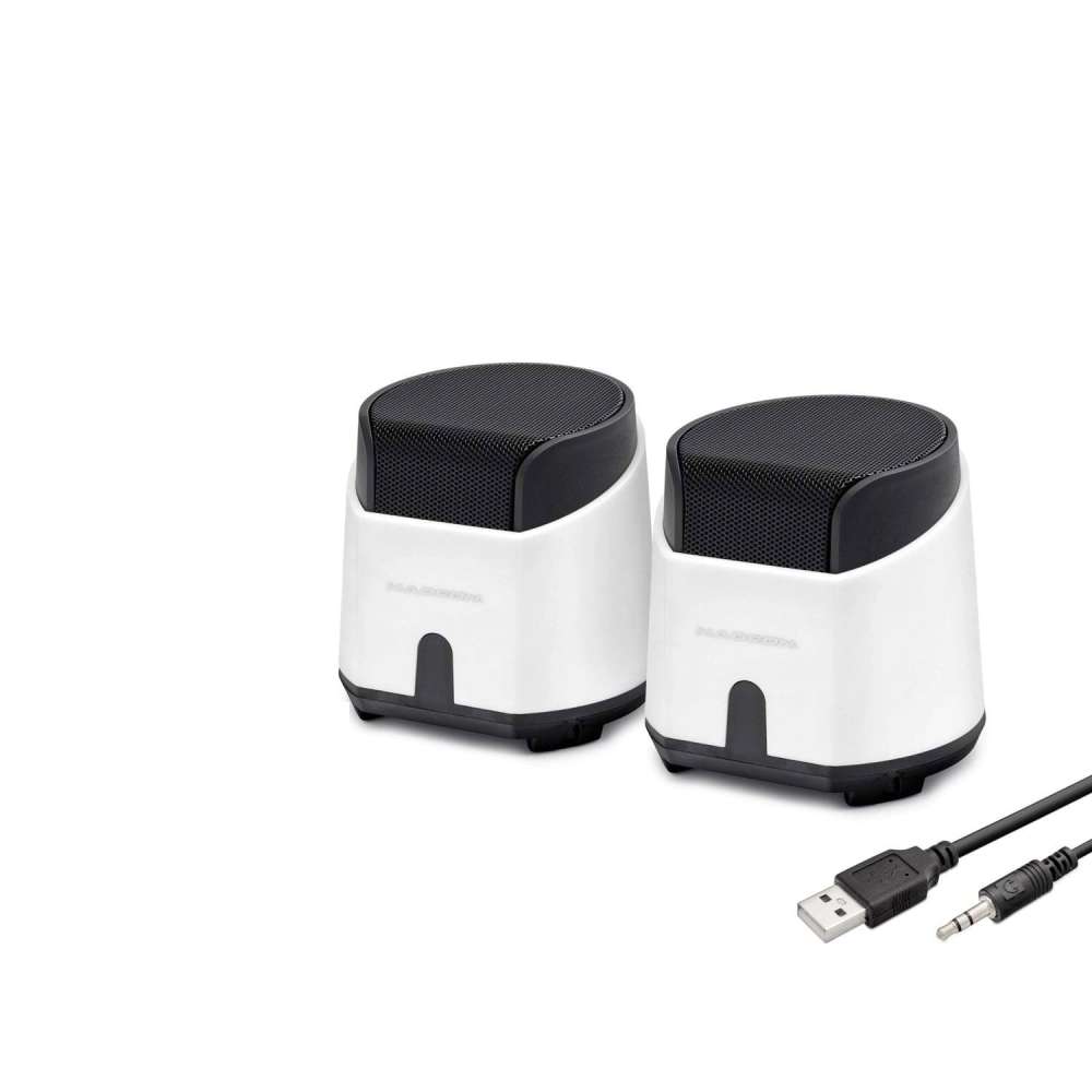 Minimalist Beyaz Masaüstü Hoparlör 1+1 USB 3.5mm