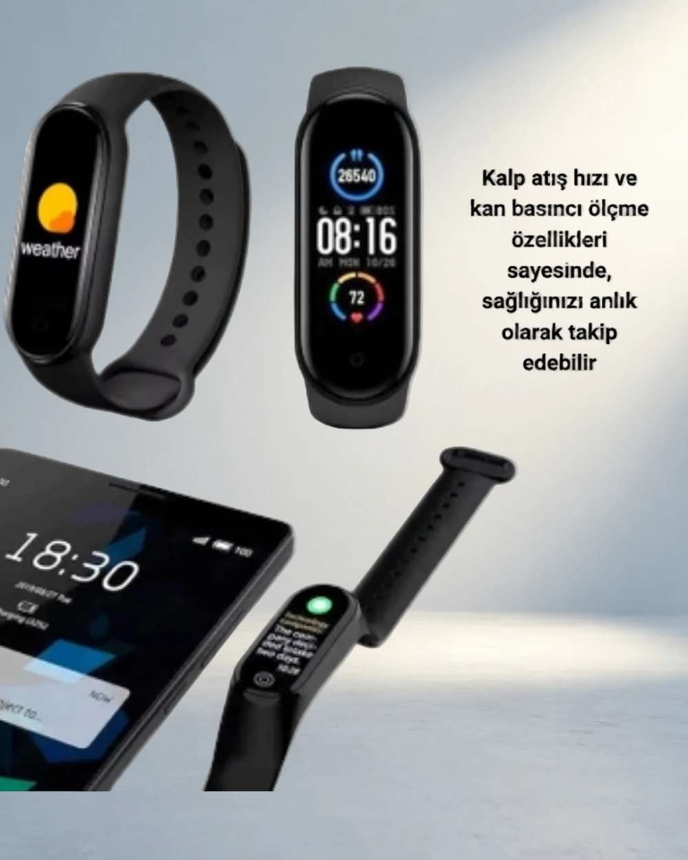 Modern Akıllı Bileklik Adım Sayar Kalp Atış Ölçer Suya Dayanıklı
