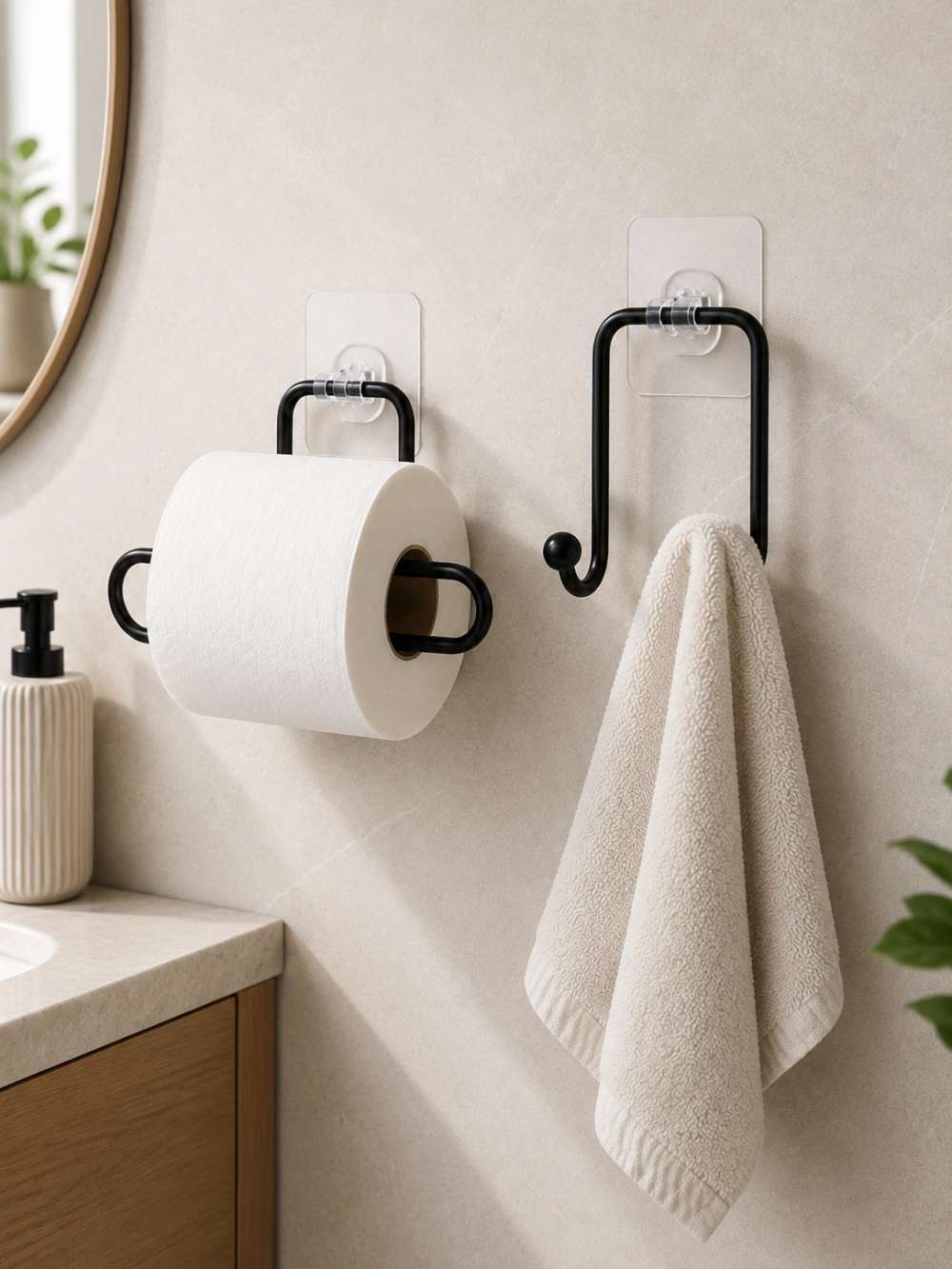 Modern Askılık ve Tuvalet Kağıt Tutucu 2'li Set