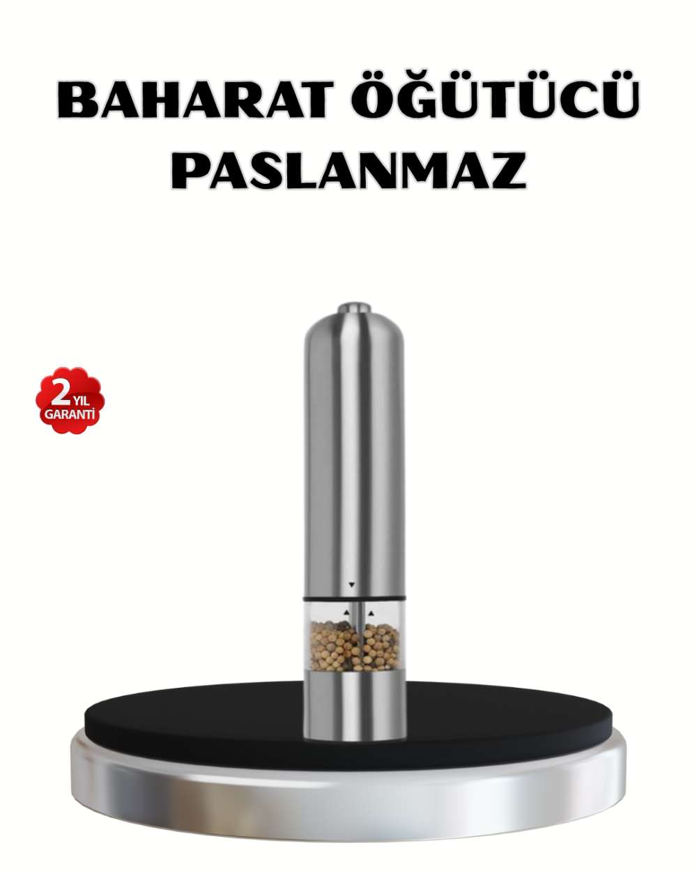 Modern Otomatik Baharat Öğütücü Seti – Pilli, Paslanmaz Çelik, LED Aydınlatmalı