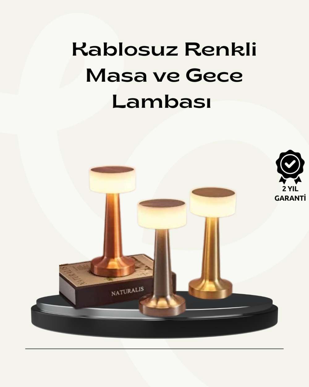 Modern USB'li Kablosuz Masa Lambası – Minimalist Tasarım, 3 Farklı Parlaklık
