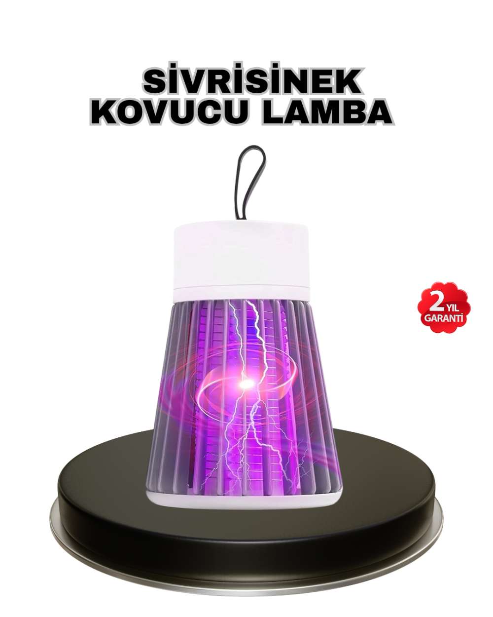Mor Işıklı Şarjlı Böcek Öldürücü Lamba – Ev, Balkon ve Kamp Kullanımına Uygun