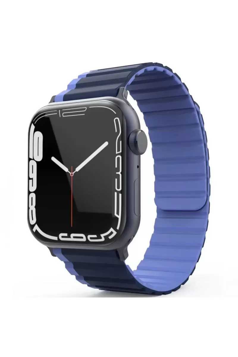 Movenchy Watch 42mm MO-WB1 Çift Renk Mıknatıslı Silikon Kordon - Lacivert-Mavi