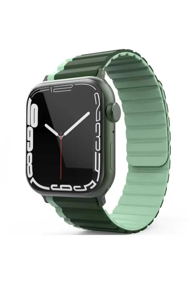 Movenchy Watch 42mm MO-WB1 Çift Renk Mıknatıslı Silikon Kordon - Koyu Yeşil-Açık Yeşil