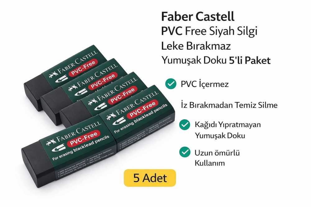 No:30 PVC Free Siyah Silgi 5 Adet Leke Bırakmaz Yumuşak Doku