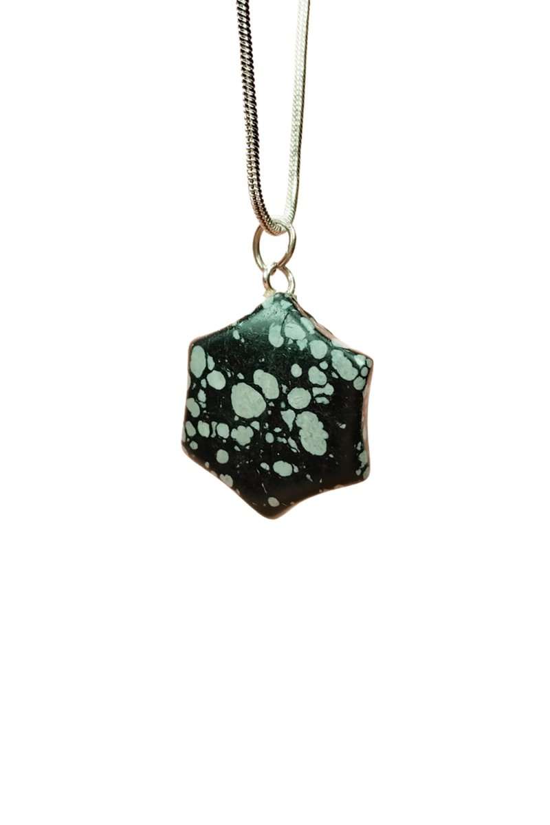 Obsidyen Doğal Taşı Zincirli El Yapımı Kolye Uç: 2 cm Zincir: 20 cm Kutulu mudanis