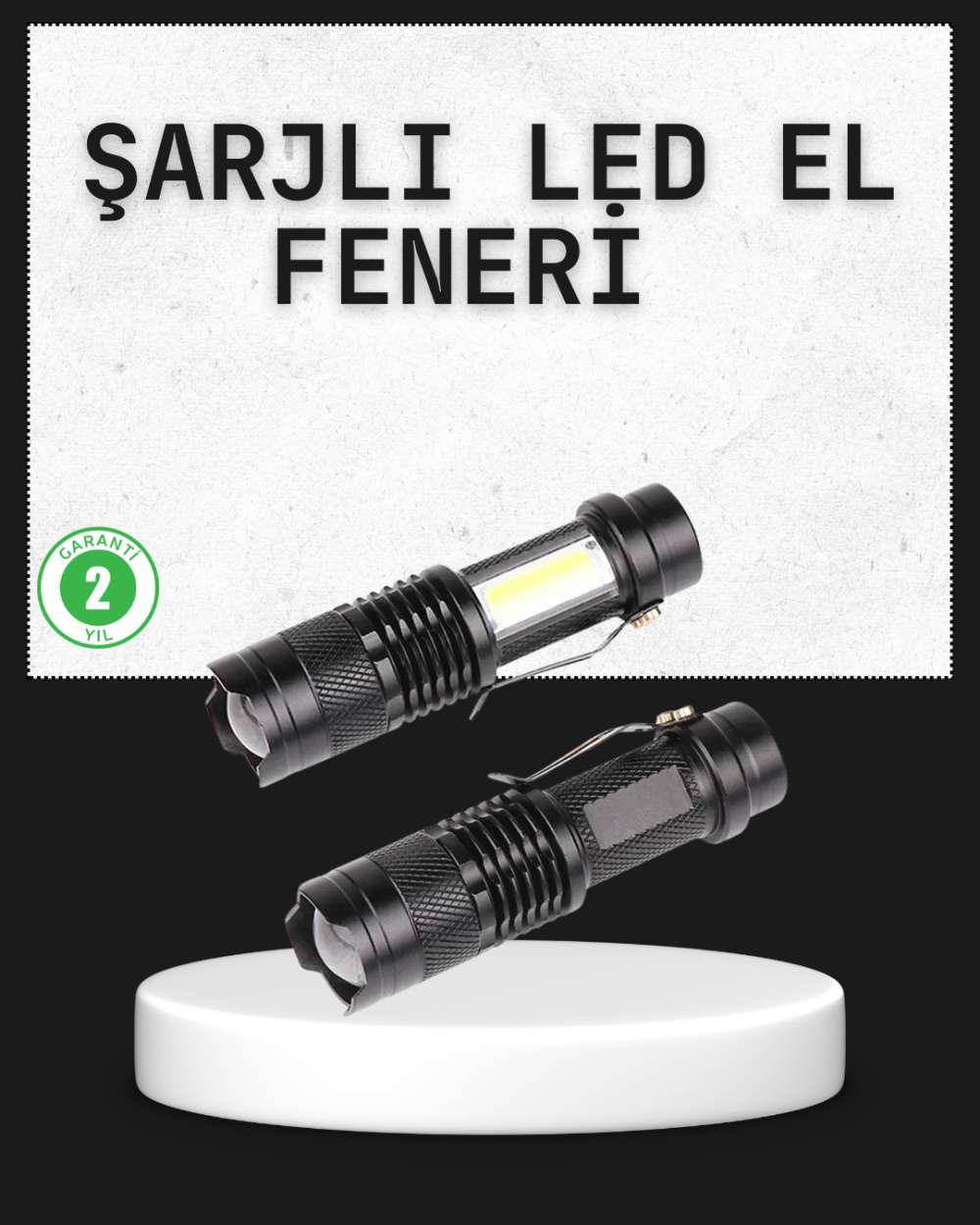 Odak Ayarlı 2000 Lümen Şarjlı LED El Feneri