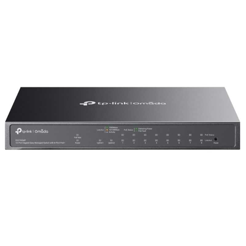 OMADA ES210GMP 10 PORT GIGABIT + 8-PORT POE+ YÖNETİLEBİLİR 123W POE METAL KASA SWITCH