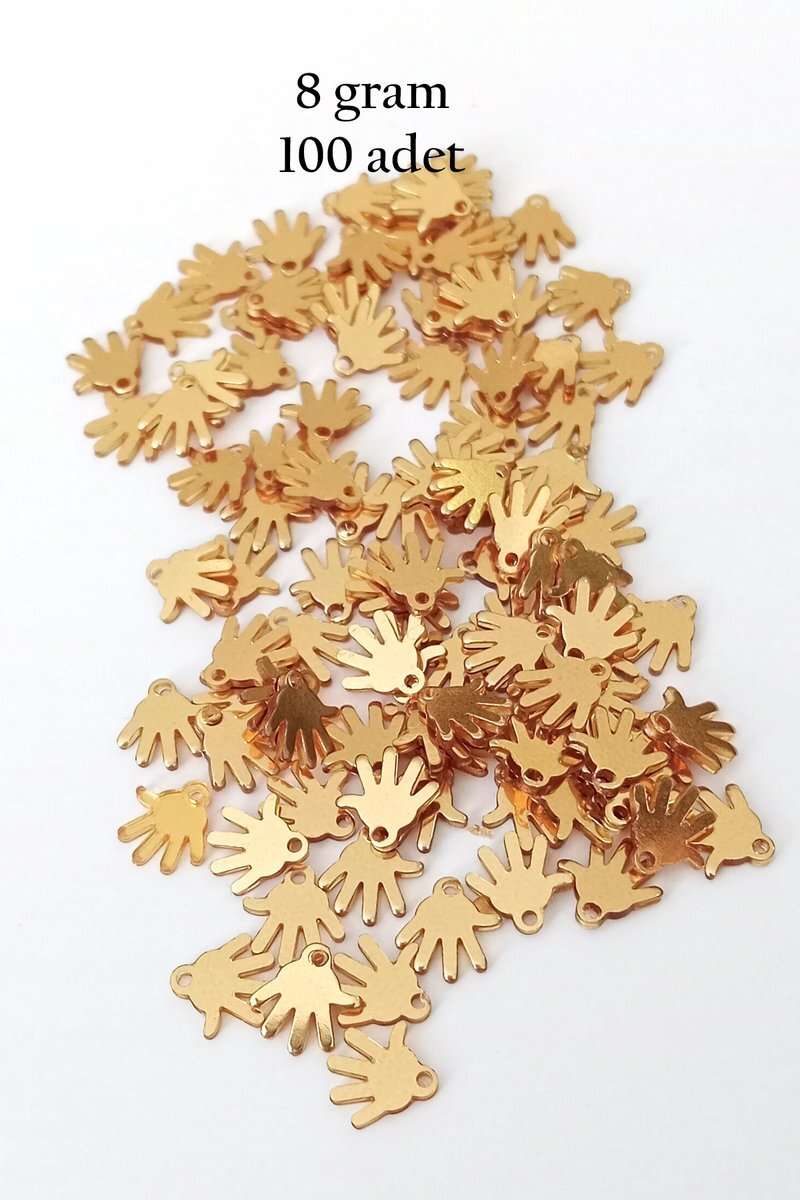 Oya Abiye Bileklik Kolye Pleksi Metalik Plastik Pul Altın Renk 8 gram 100 adet - BNC485
