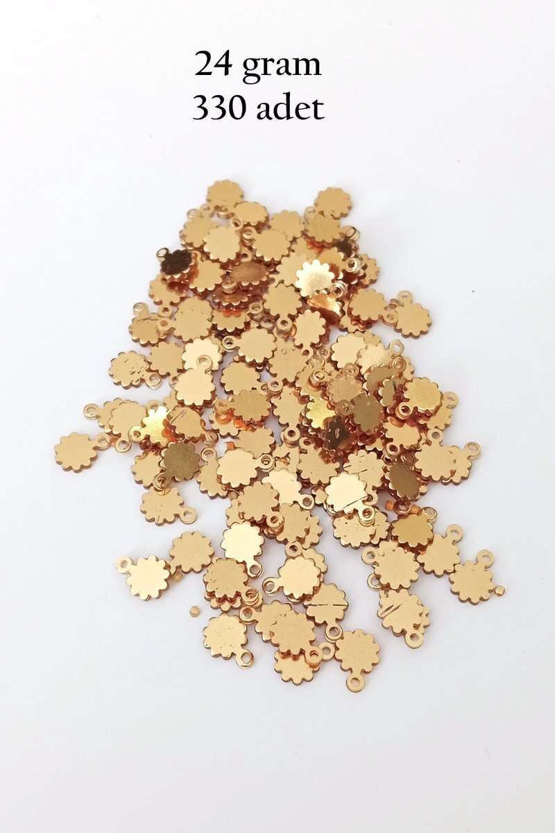 Oya Abiye Bileklik Kolye Pleksi Metalik Plastik Pul Altın Renk 24 gram 330 adet - BNC534