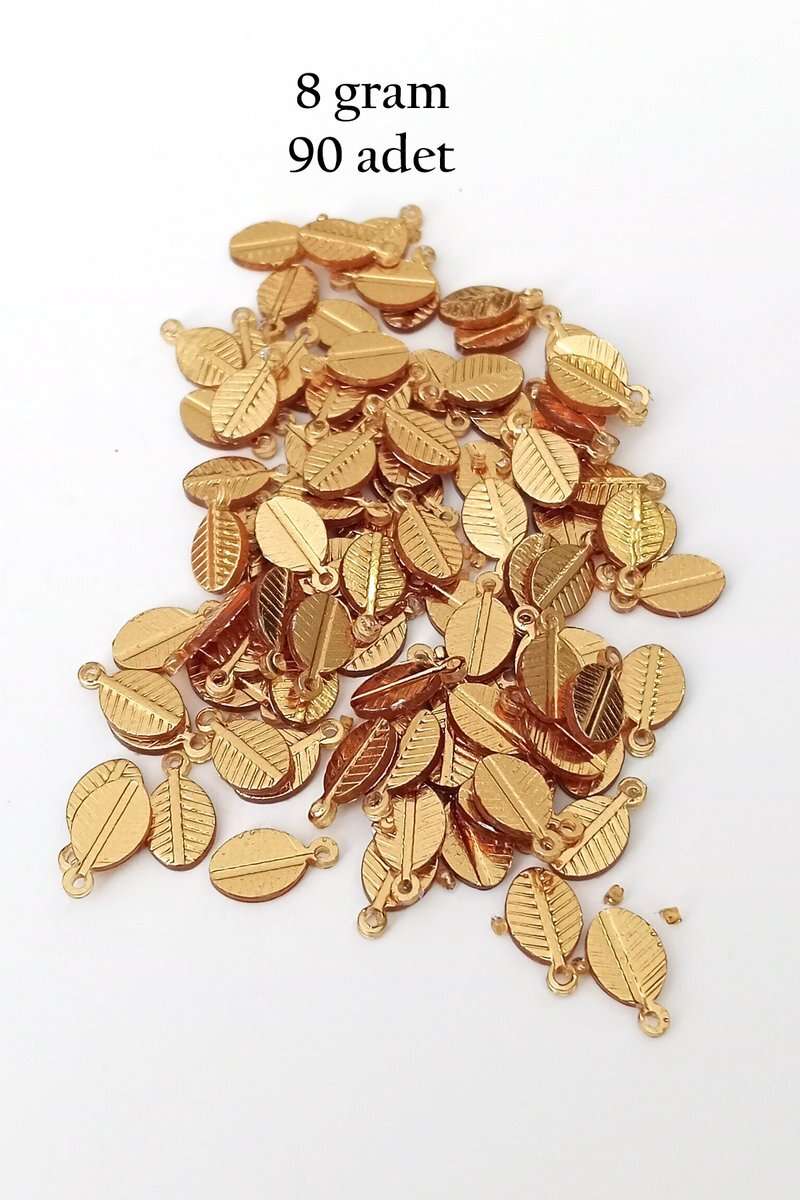 Oya Abiye Bileklik Kolye Pleksi Metalik Plastik Pul Altın Renk 8 gram 90 adet - BNC478