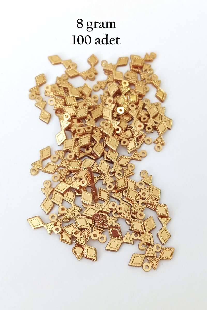 Oya Abiye Bileklik Kolye Pleksi Metalik Plastik Pul Altın Renk 8 gram 100 adet - BNC476