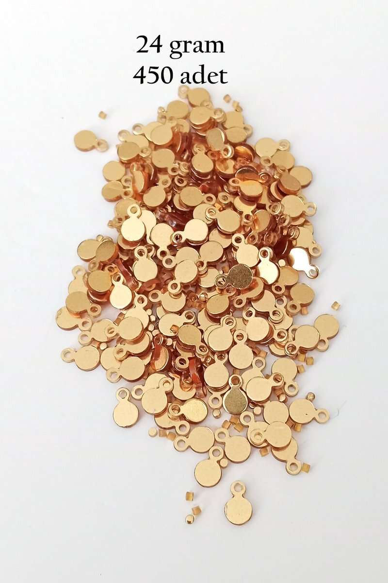 Oya Abiye Bileklik Kolye Pleksi Metalik Plastik Pul Altın Renk 24 gram 450 adet - BNC557
