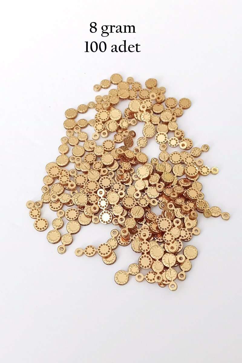 Oya Abiye Bileklik Kolye Pleksi Metalik Plastik Pul Altın Renk 8 gram 100 adet - BNC498