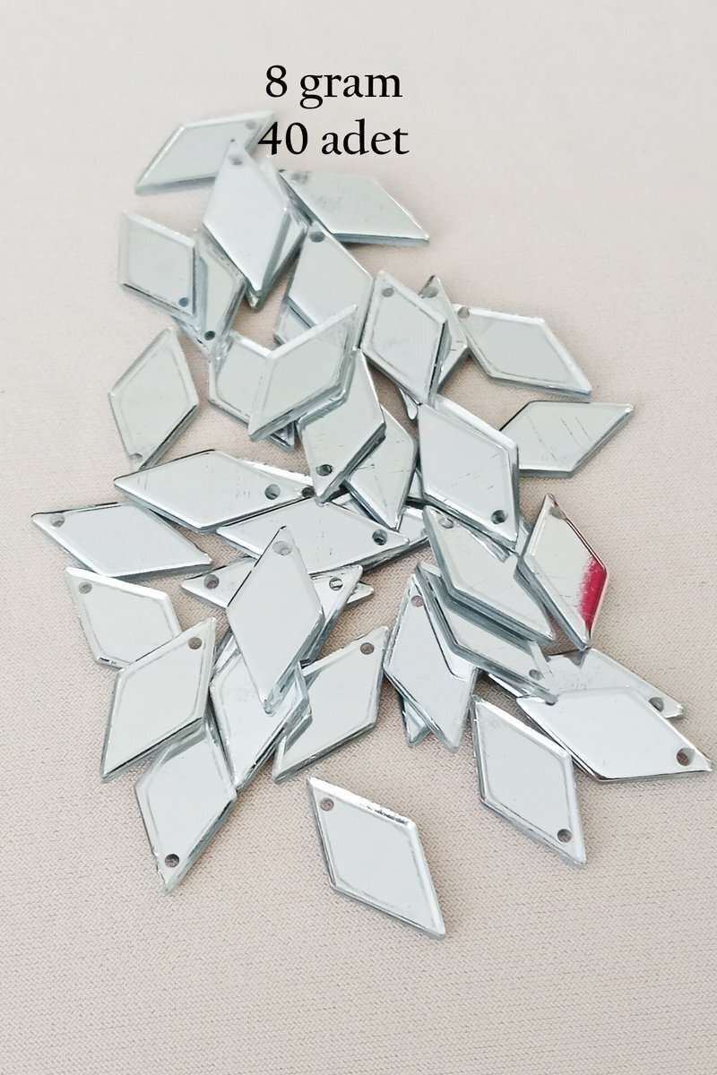 Oya Abiye Bileklik Kolye Pleksi Metalik Plastik Pul Gümüş Renk 8 gram 40 adet - BNC517